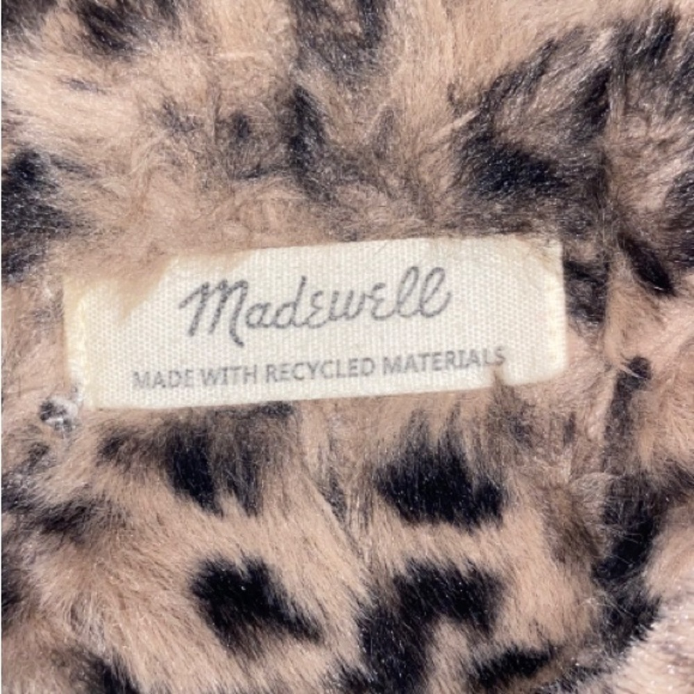 MADEWELL Leopard Cheetah Animal Print Quilted Plush Faux Fur Slippers Size 5 - Picture 12 of 13